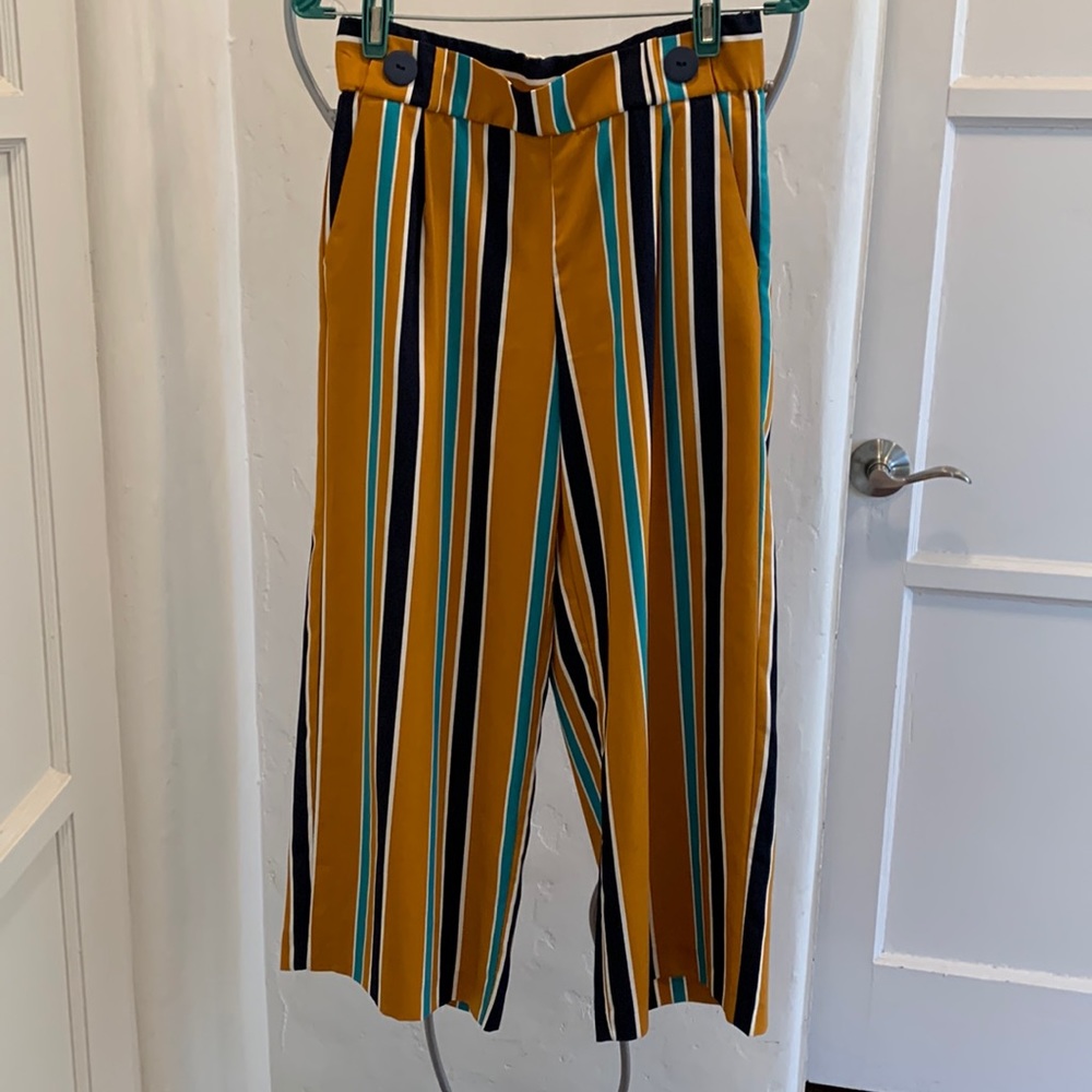 Zara Palazzo Pants Striped Pull On * Small